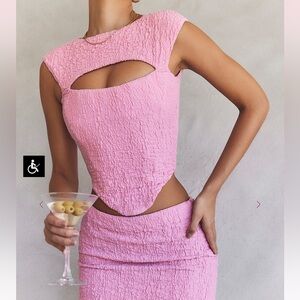 House of CB Pink Textured Crop Top